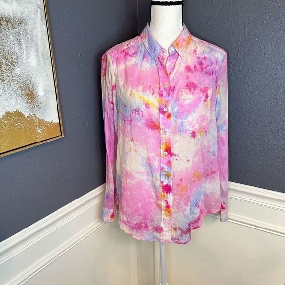 Anthropologie Pilcro The Cate Classic Tie-Dye Buttondown - Picture 3 of 10